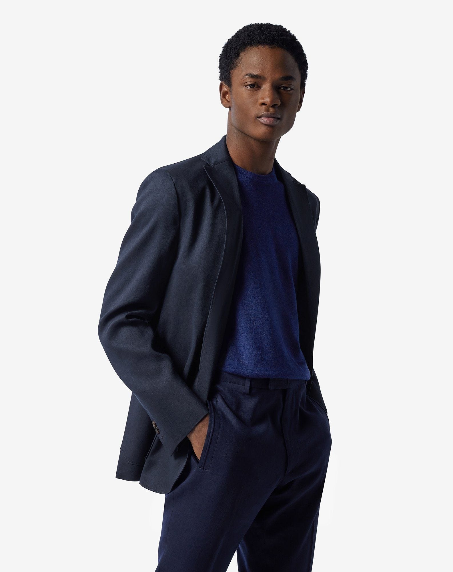Blue linen, wool and mohair jacket - 2