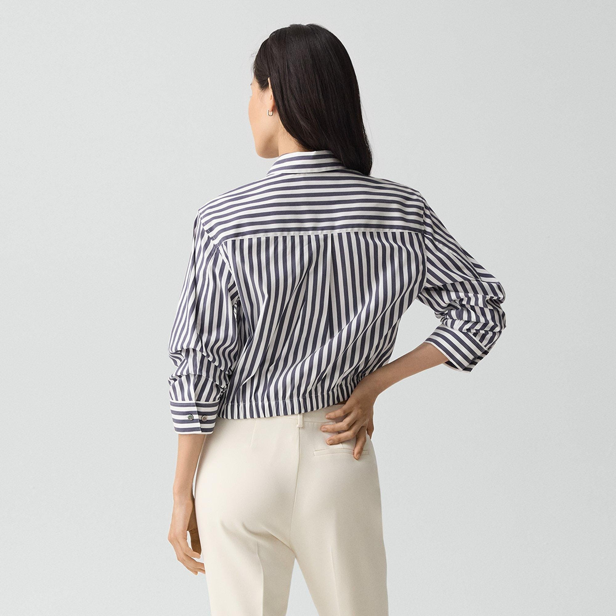 Cropped Shirt in Awning Stripe - 4