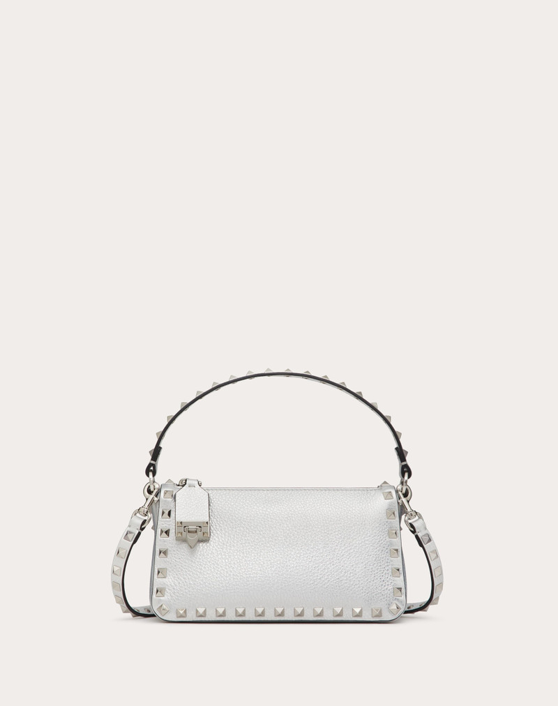 SMALL ROCKSTUD GRAINY METALLIC CALFSKIN CROSSBODY BAG - 1
