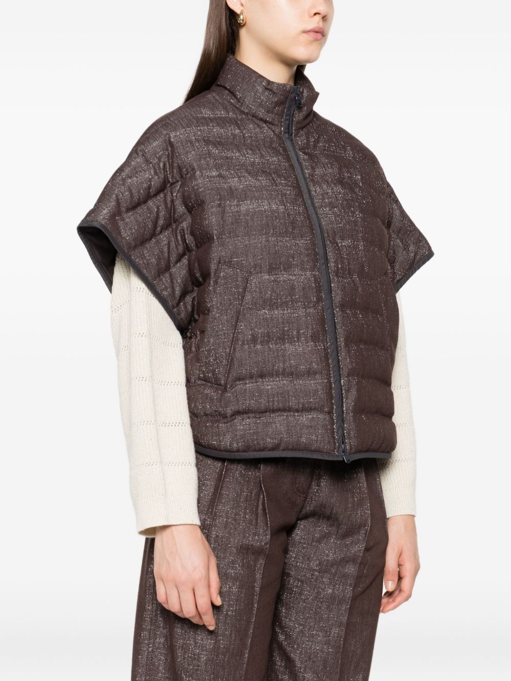 quilted zip-front jacket - 3
