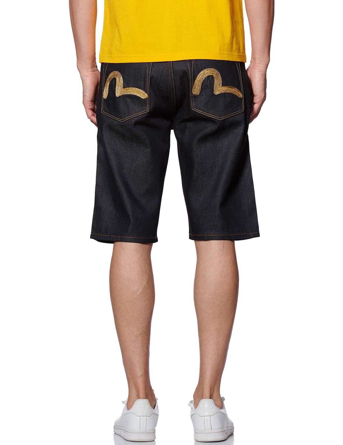 GOLD SEAGULL EMBROIDERED DENIM SHORTS - 4
