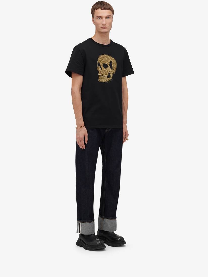 Men's Skull T-shirt in Black/ Gold - 3
