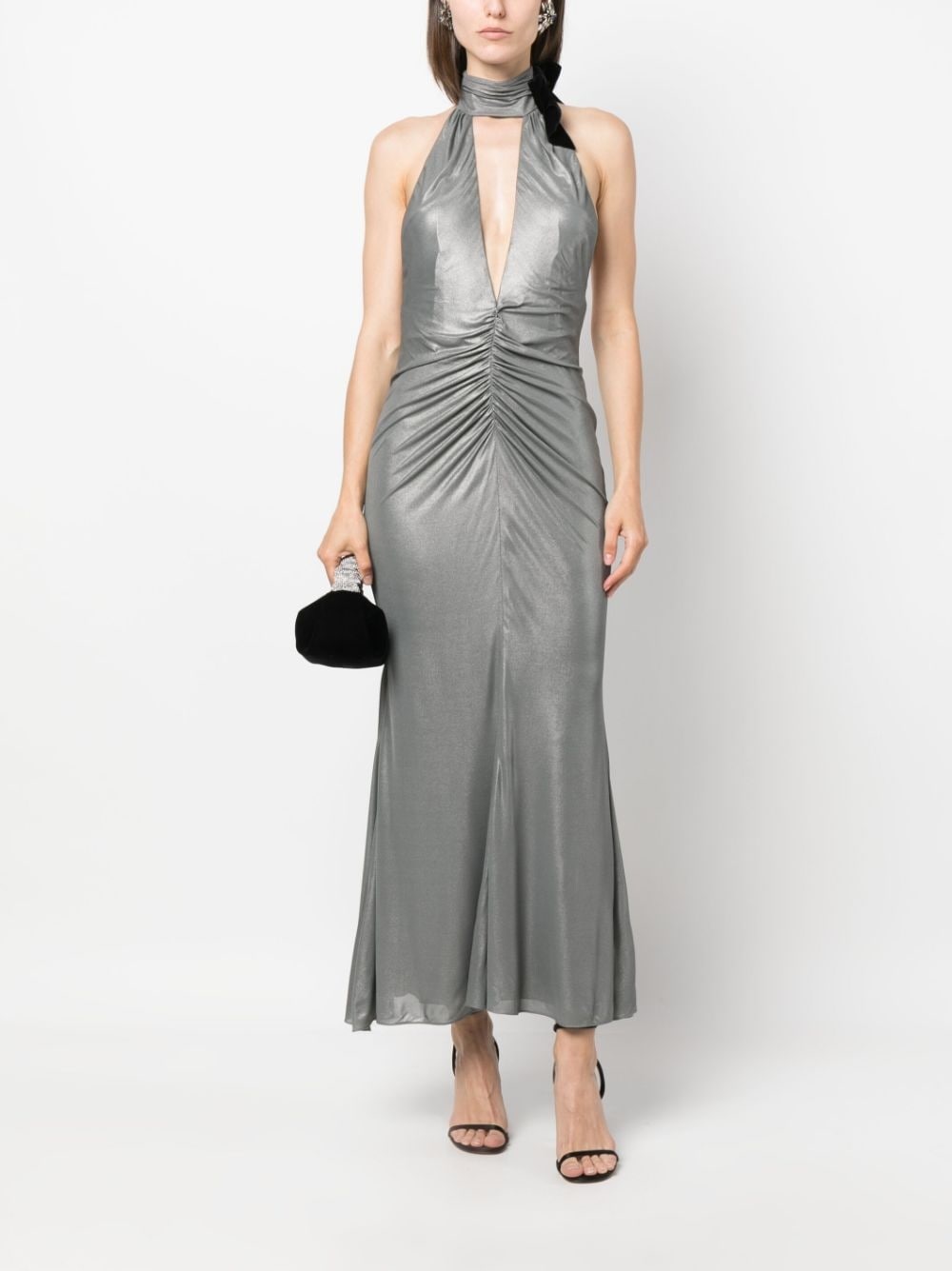 halterneck open-back evening dress - 2