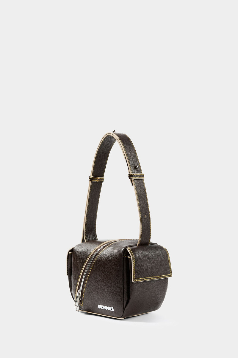 SUNNEI CROSS ZIP LACUBETTO BAG / brown outlook