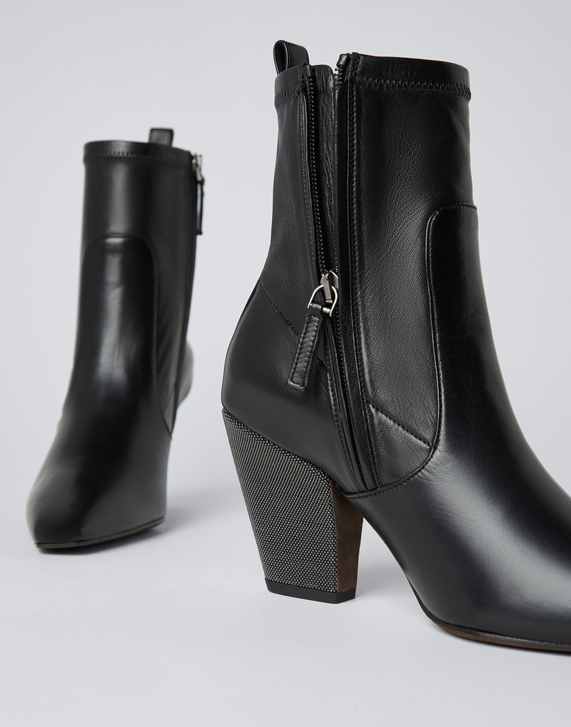 Soft nappa leather ankle boots with precious heel 3