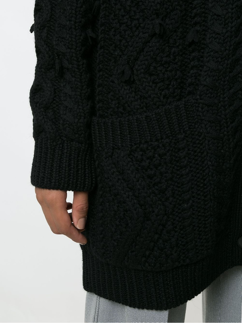 oversized tassel-trim cable-knit cardigan 5