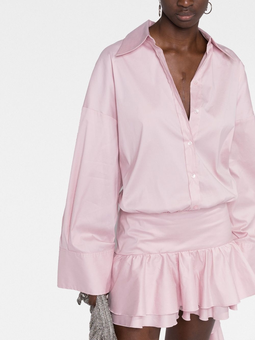 dropped-waist ruffled shirtdress - 5