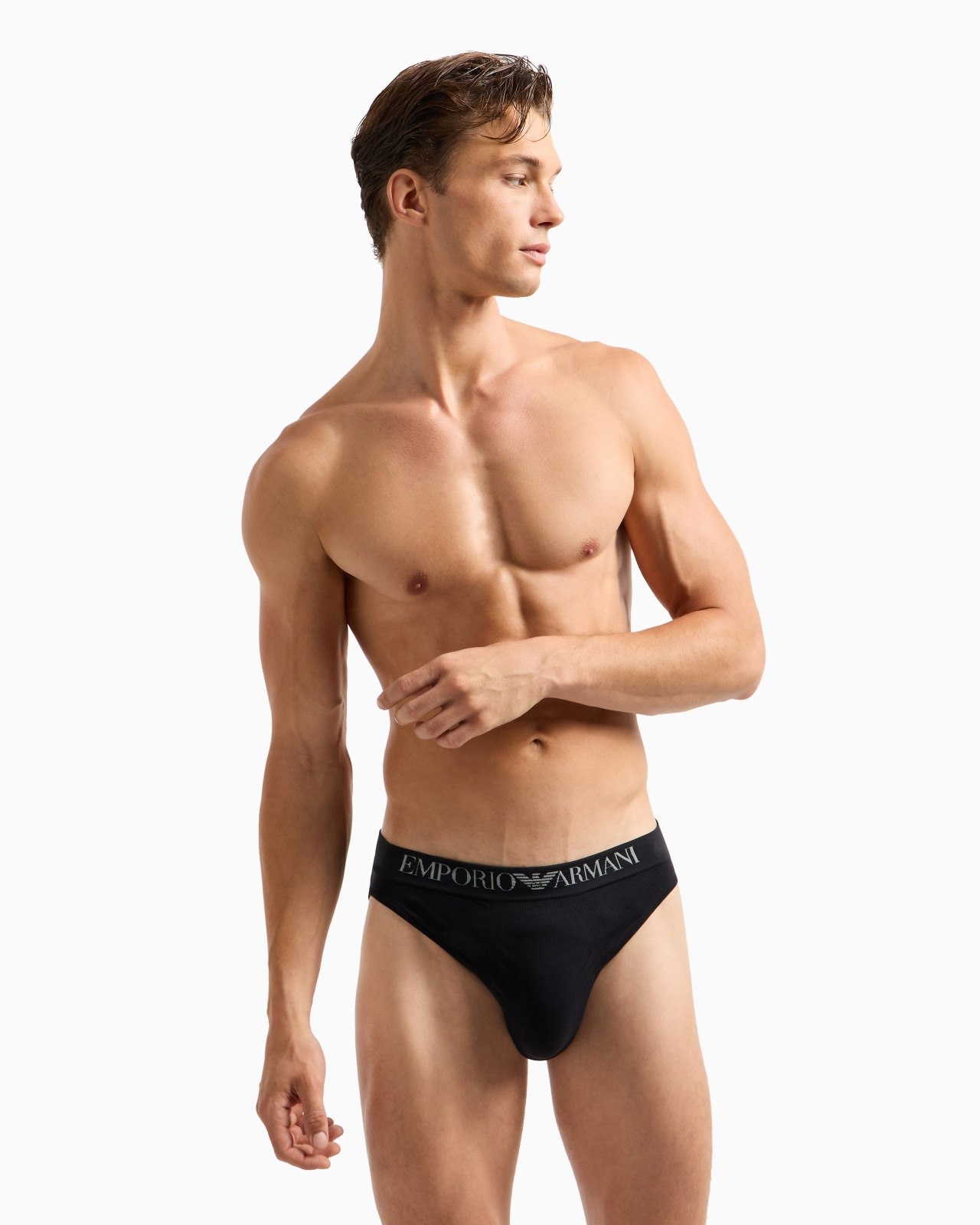 Seamless fabric briefs with logo waistband - 2