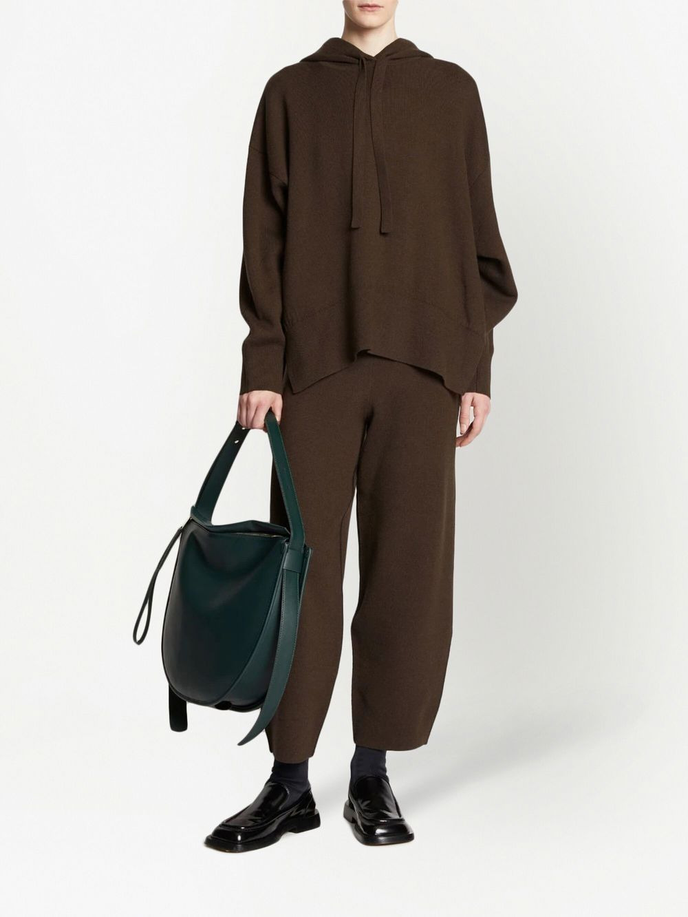 drop shoulder knitted hoodie - 2