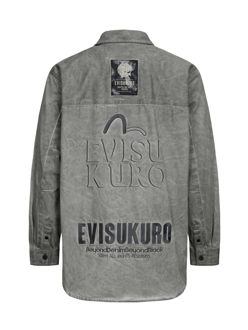 Monogram Embroidered Pockets Relaxed Fit Shirt Jacket 15