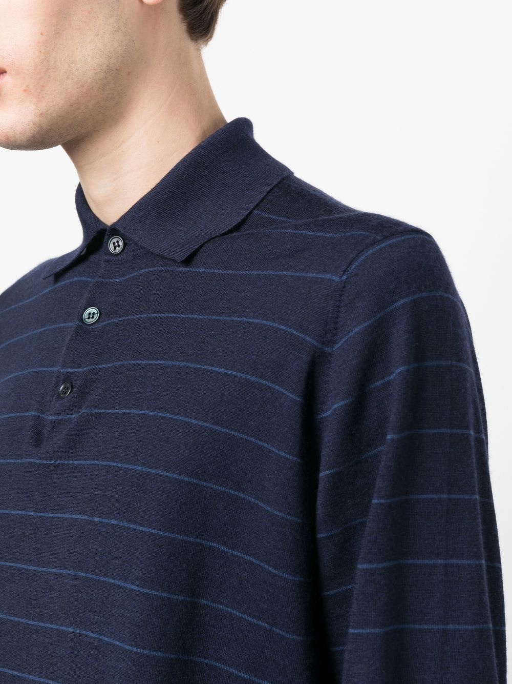 fine-knit long-sleeve polo jumper - 5