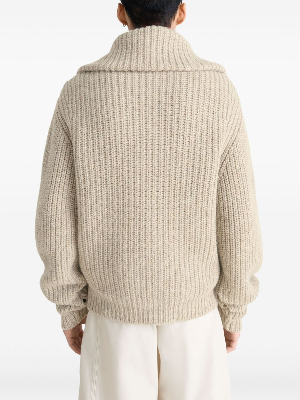 ribbed zip-fastening cardigan - 5