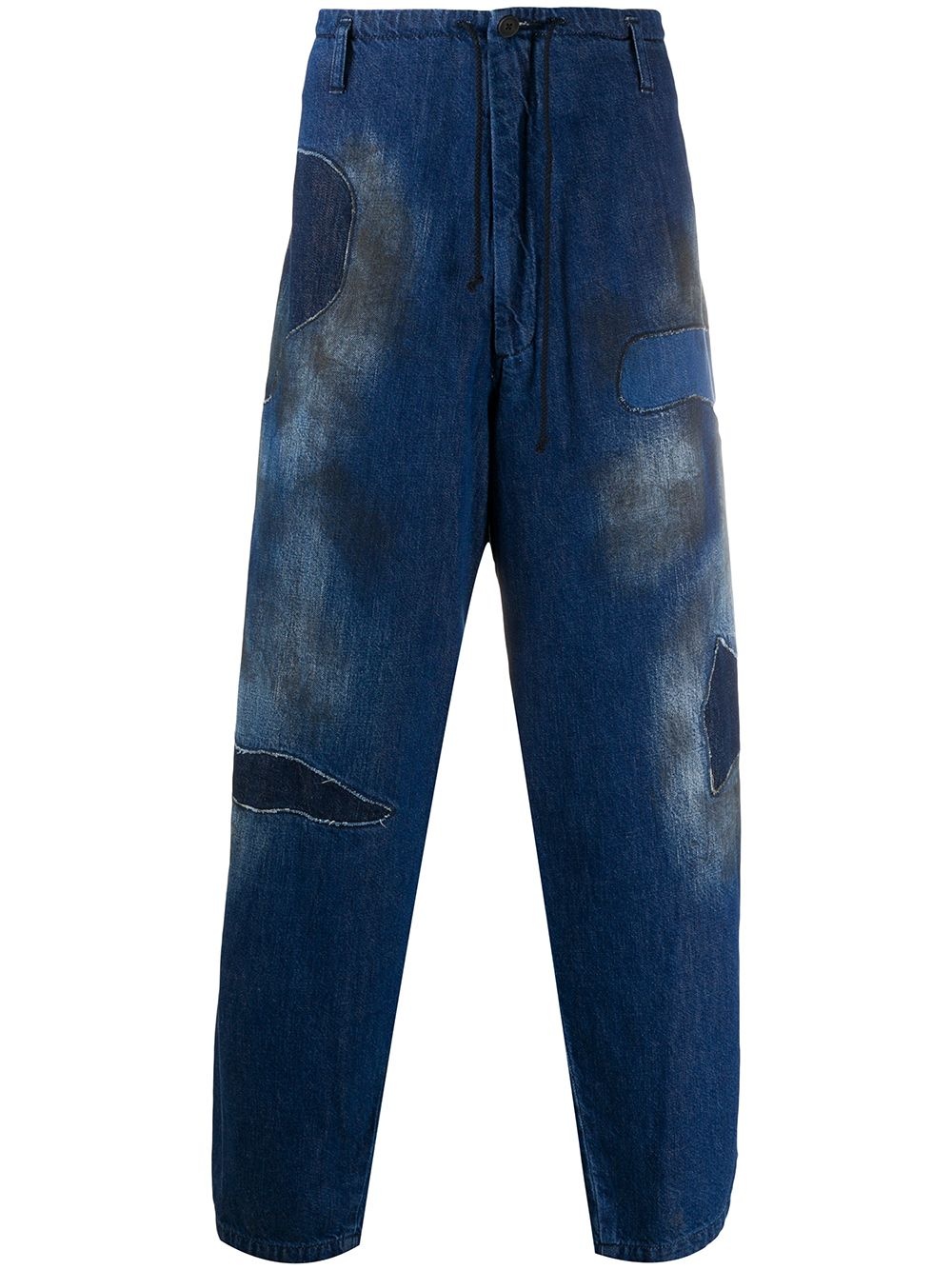 stained loose fit jeans - 1