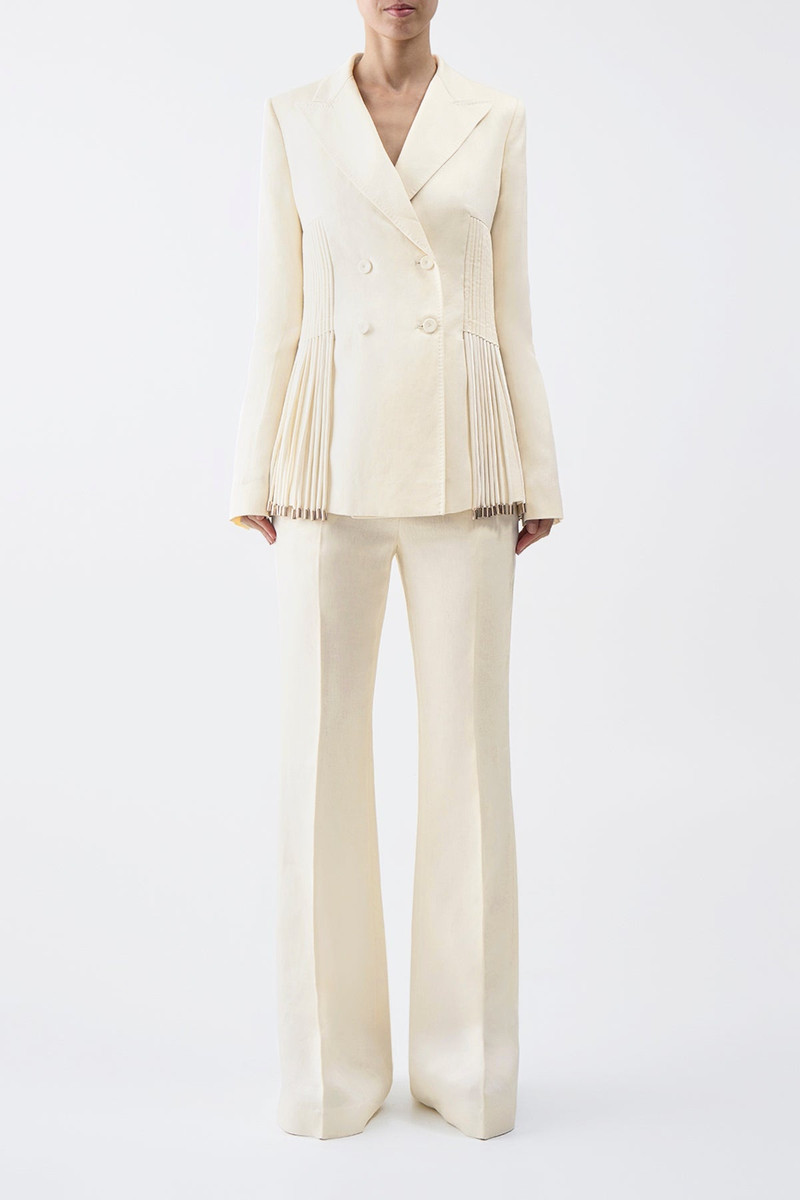 Giorgio Fringe Blazer in Ivory Textured Linen 3