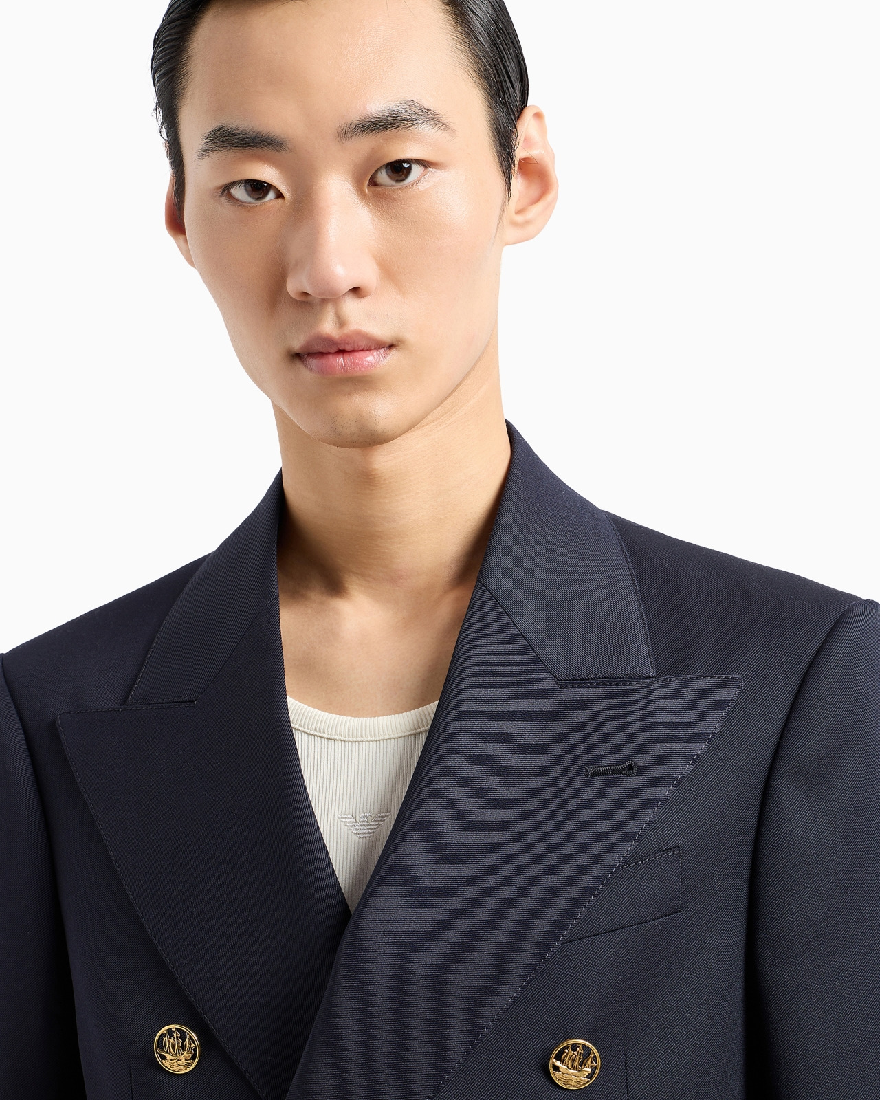 DOUBLE-BREASTED JACKET IN COMPACT WOOL COVER FABRIC - 5