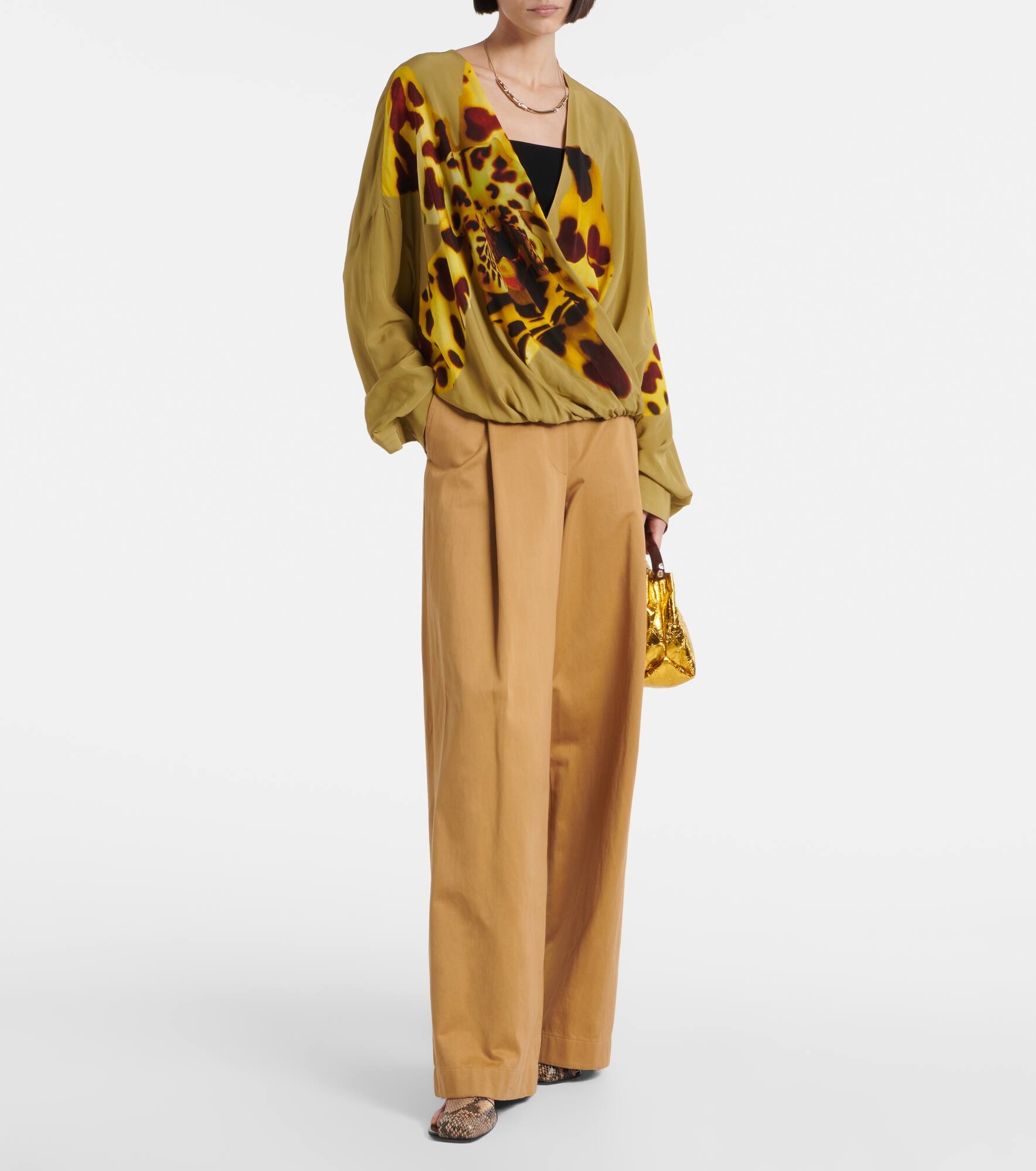 Printed draped satin blouse - 2