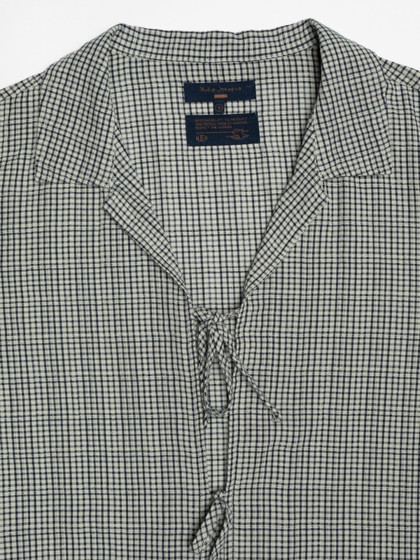 Moa Tie Check Indigo Blouse Blue - 4
