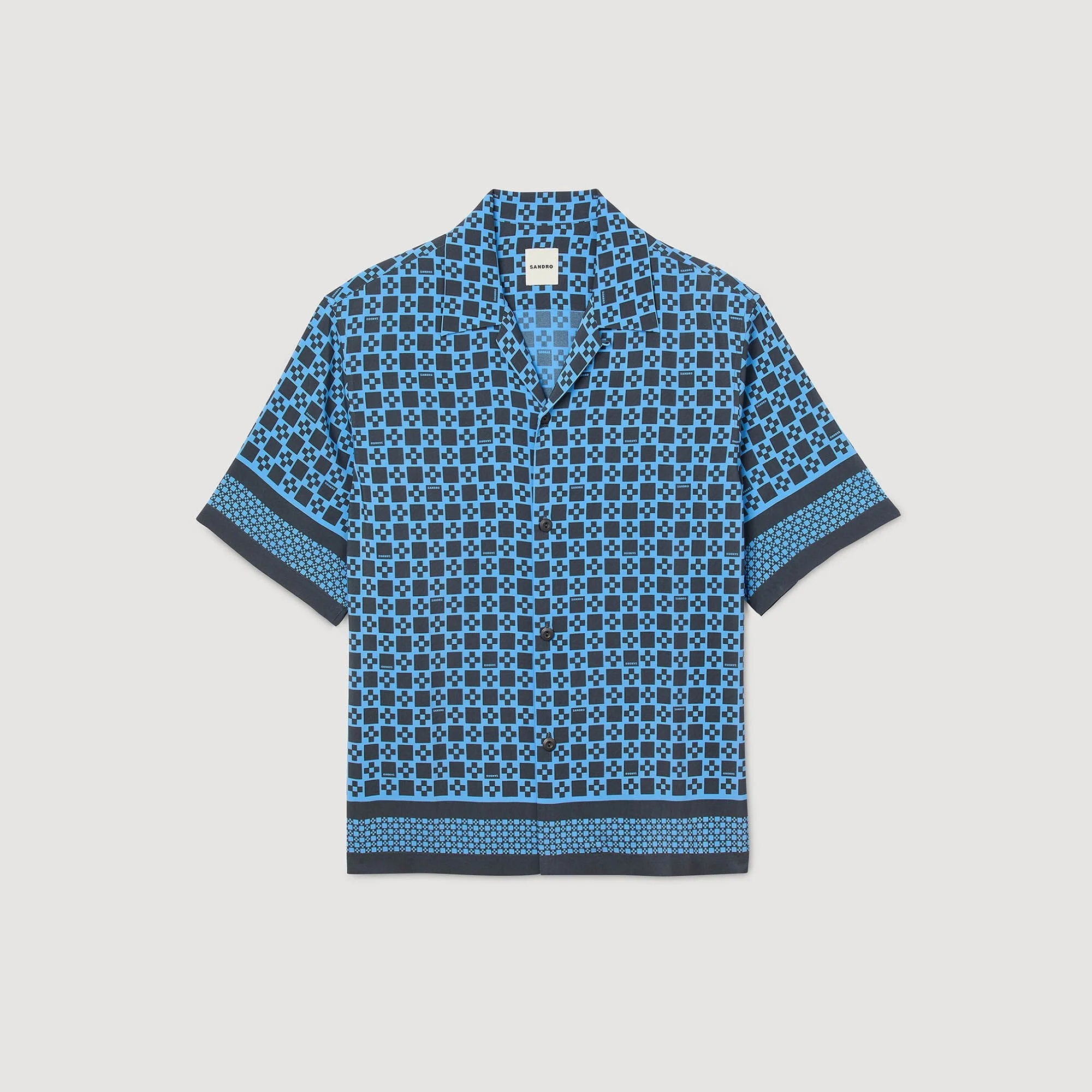 SQUARE CROSS MOTIF FLOWING SHIRT - 1