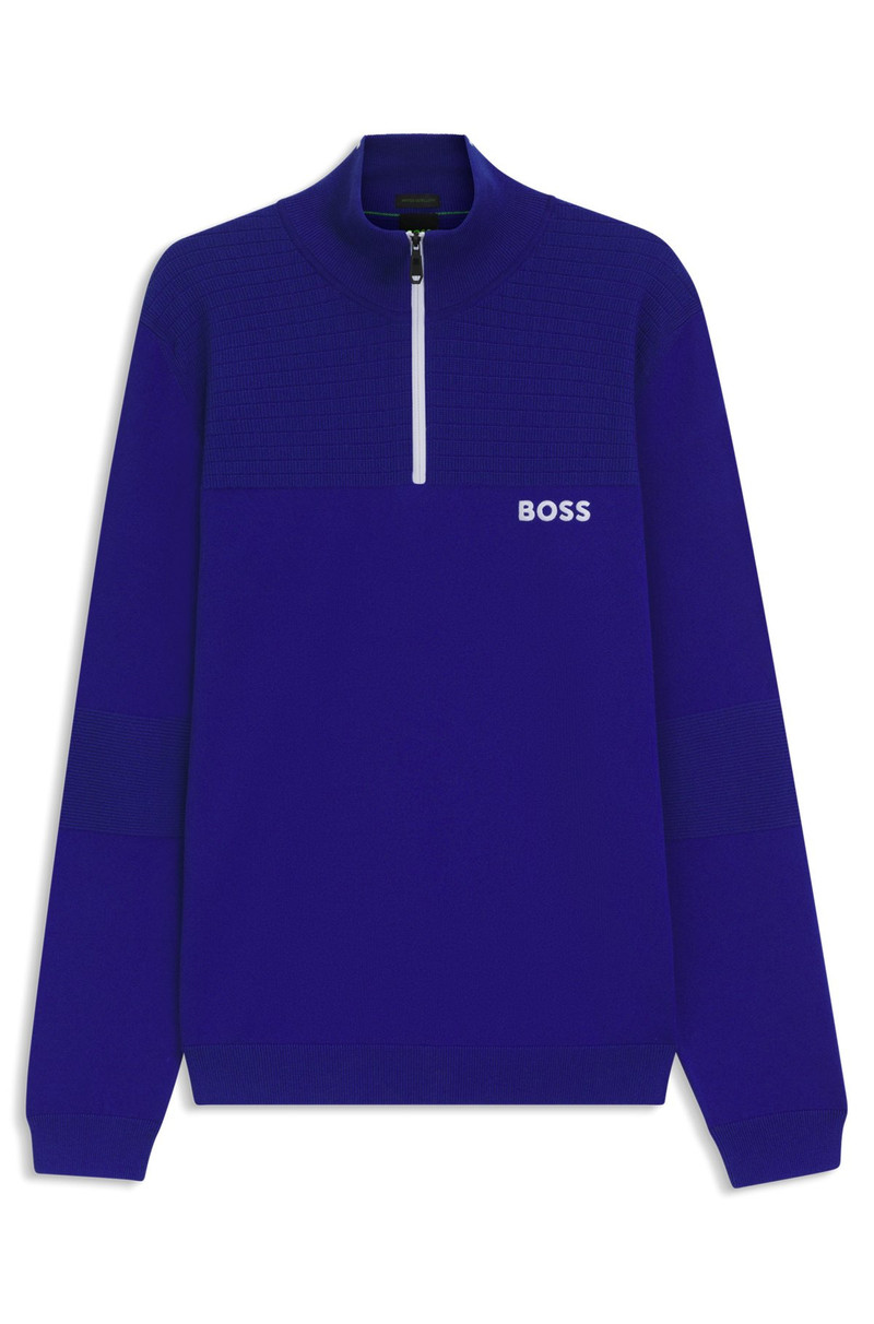 WATER-REPELLENT ZIP-NECK SWEATER IN A COTTON BLEND 1