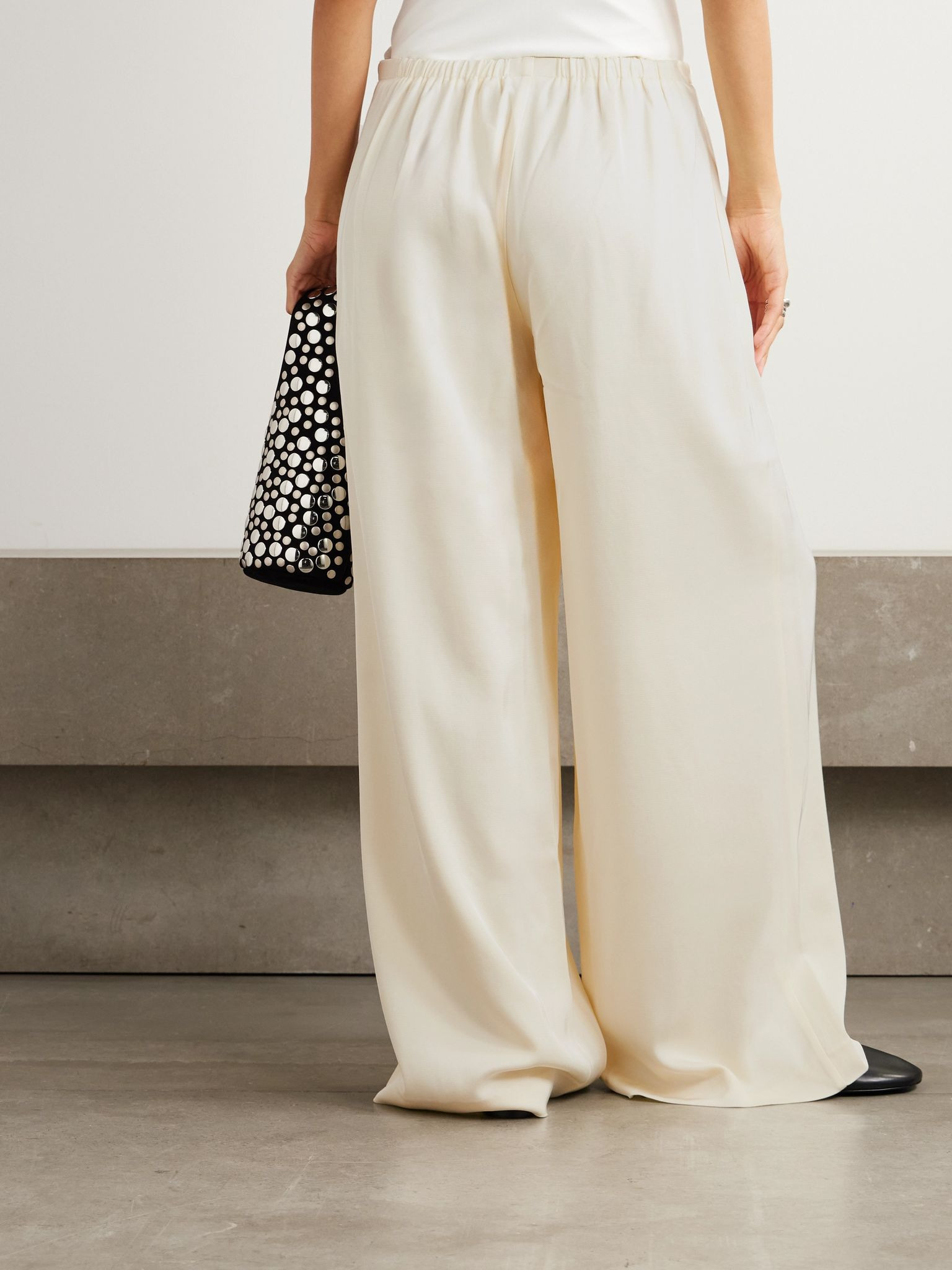 Meadow pleated twill wide-leg pants White - 3
