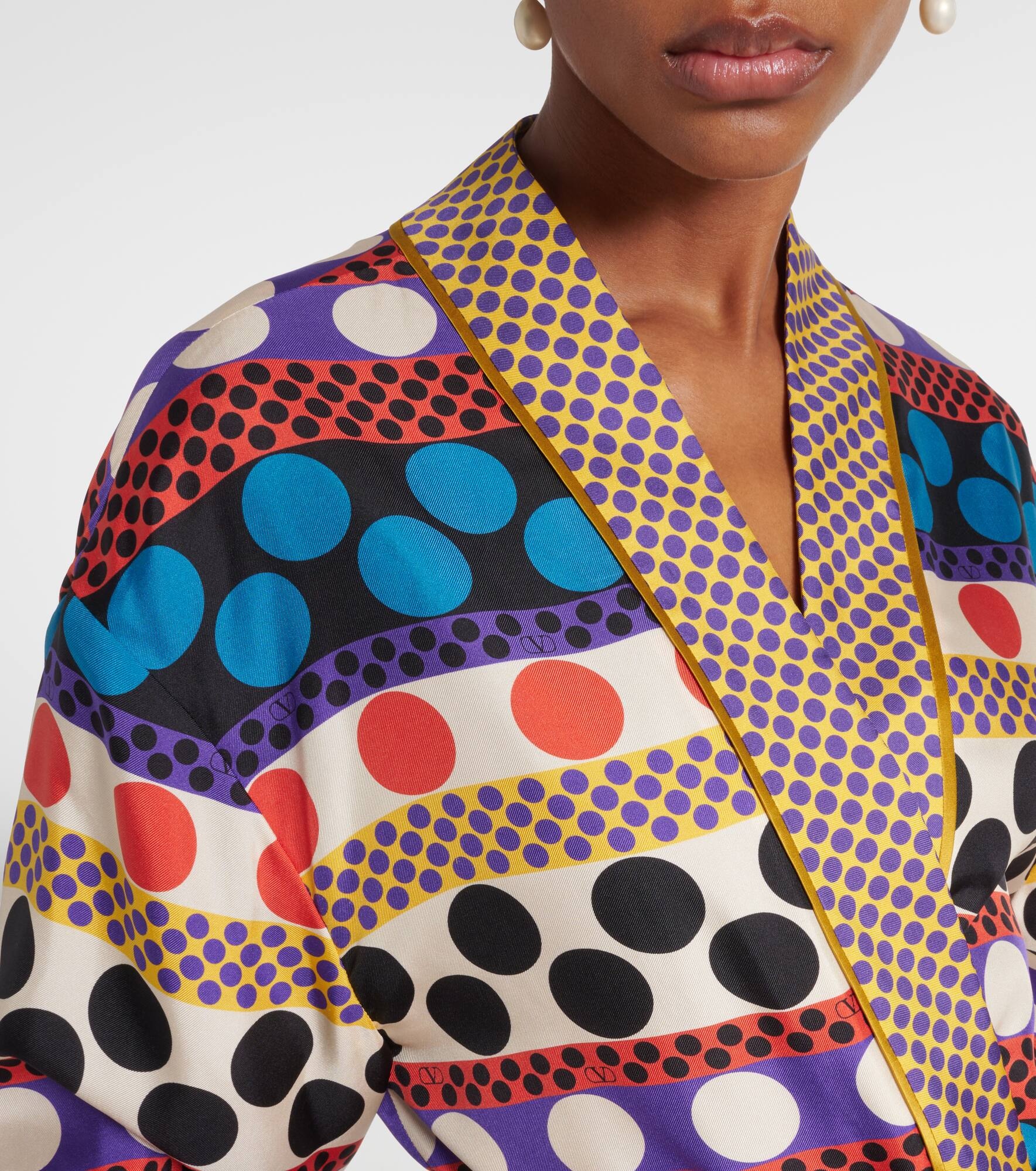 Polka-dot silk beach cover-up - 4