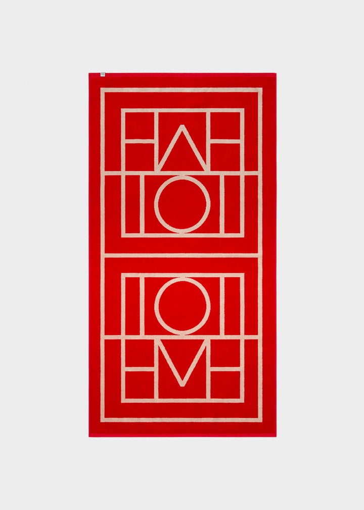 Monogram jacquard beach towel red - 8