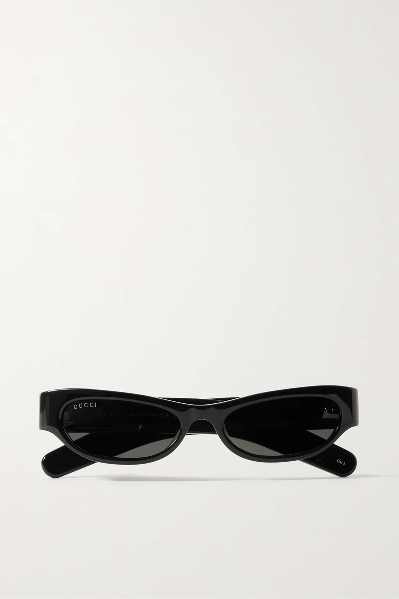 Cat-eye acetate and silver-tone sunglasses - 1