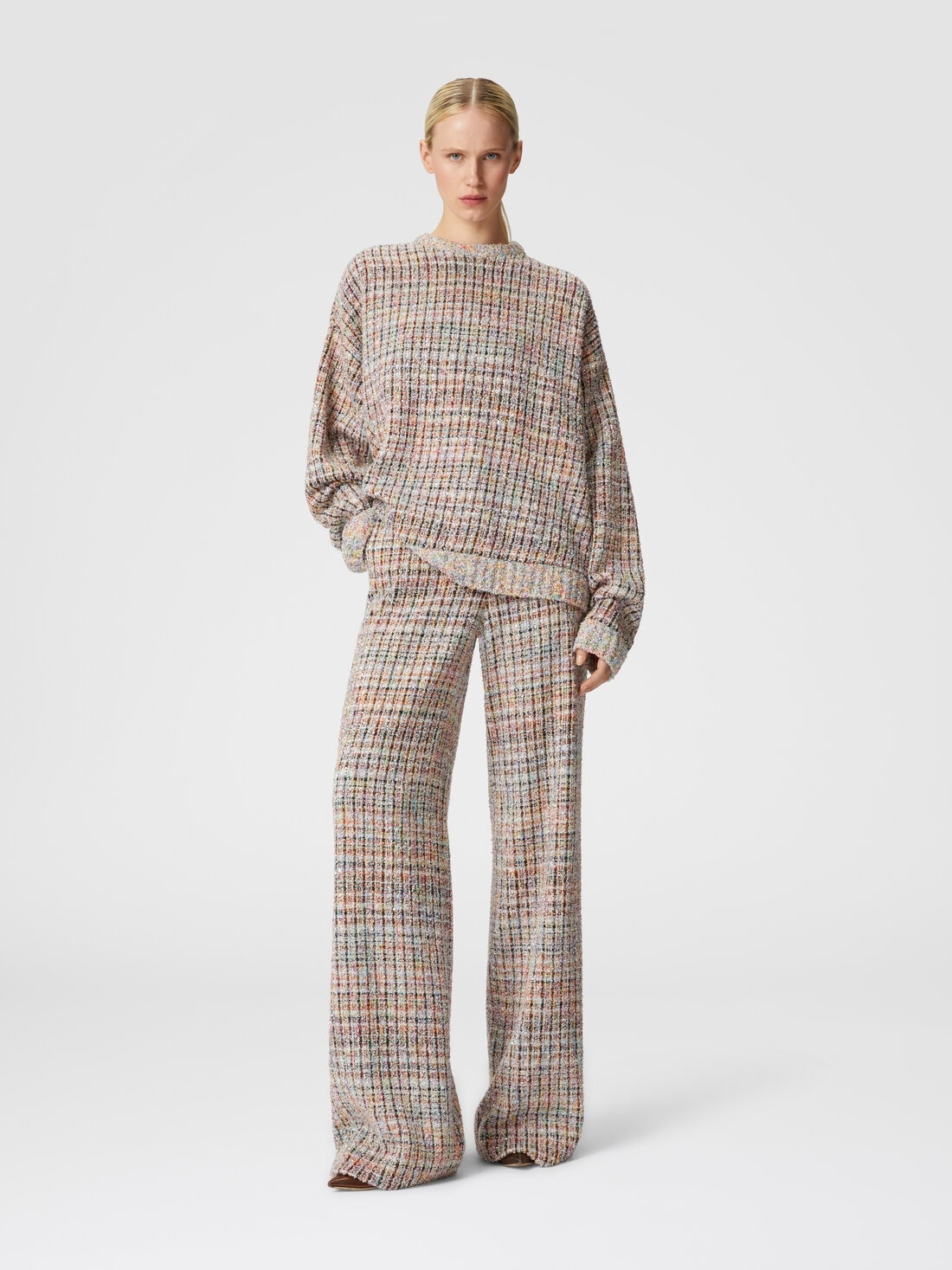 Bouclé checkered crewneck sweatshirt with sequins - 2