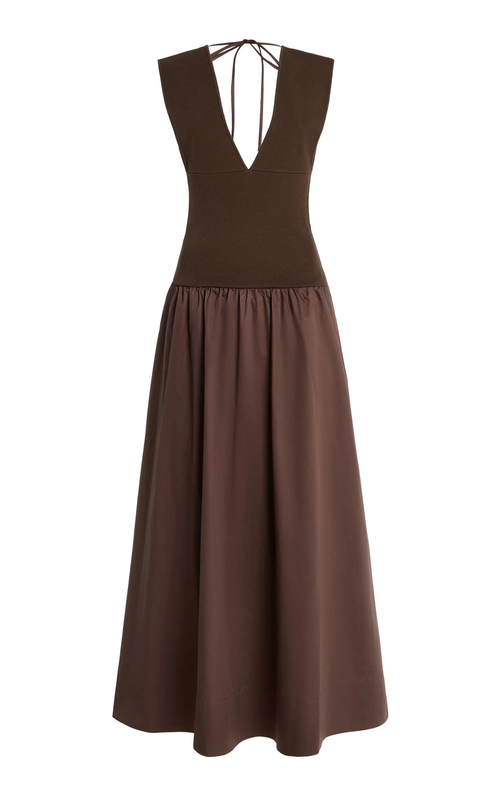 Exclusive Knit and Cotton Maxi Circle Dress brown - 1