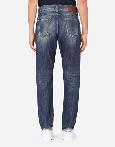 Dolce & Gabbana Washed blue regular-fit jeans with rips outlook