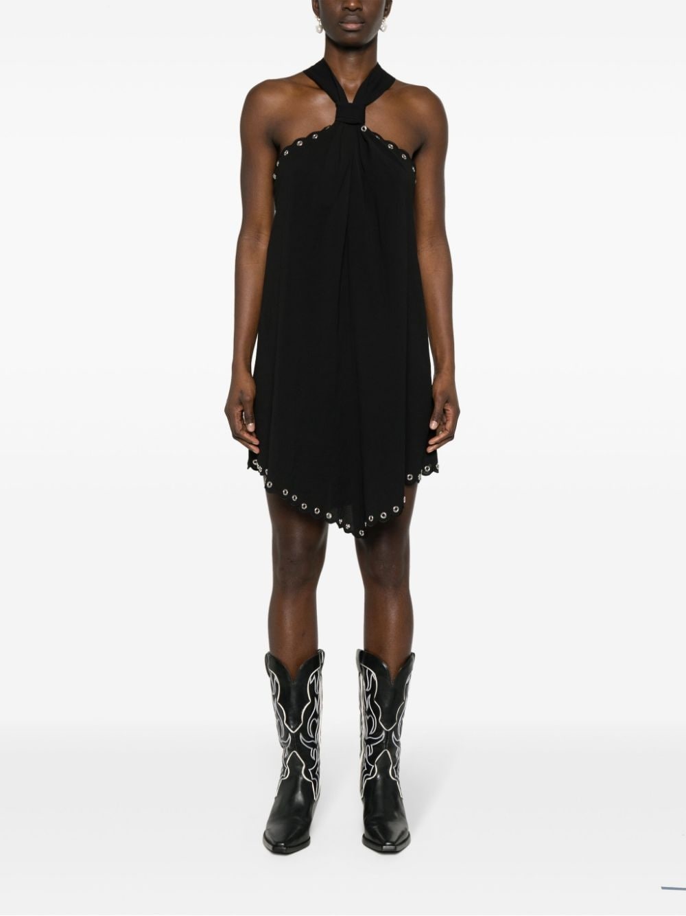 halterneck scalloped mini dress - 2