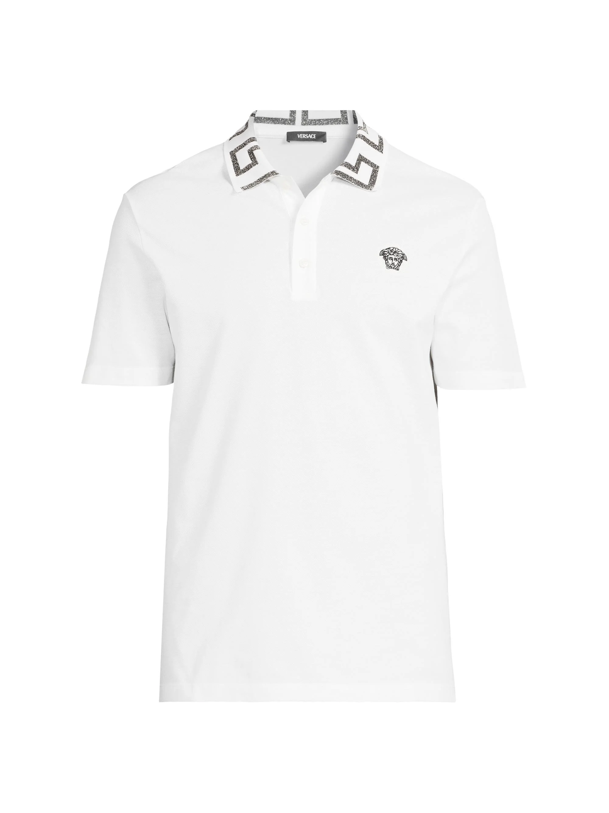 Men's Piquet Cotton Polo Shirt - White Anthracite - 1