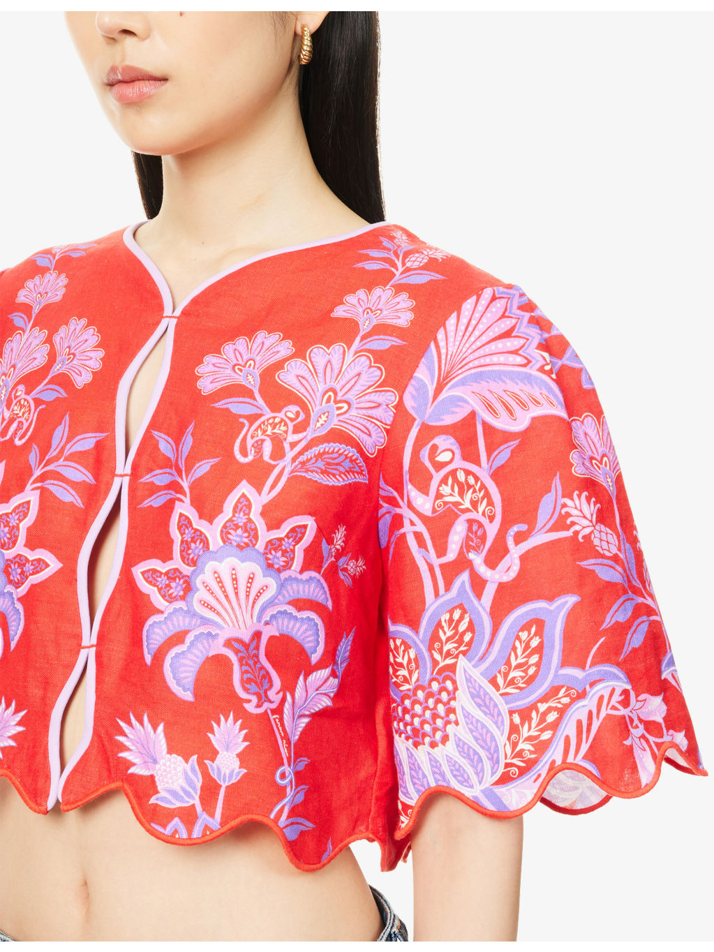 Porcelain Garden Crop Linen Blouse - 5