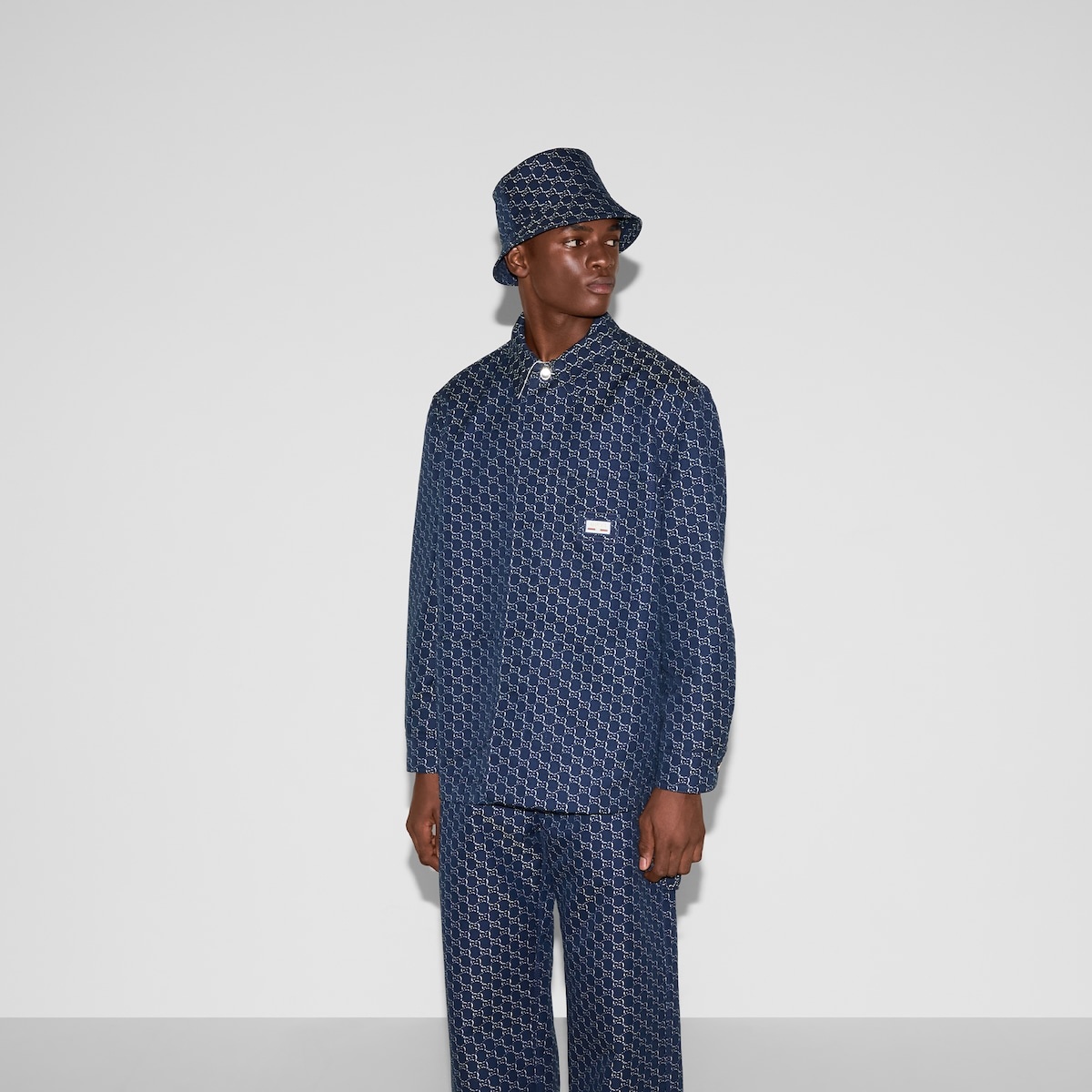 Cotton jacquard jacket with GG Shadow - 3