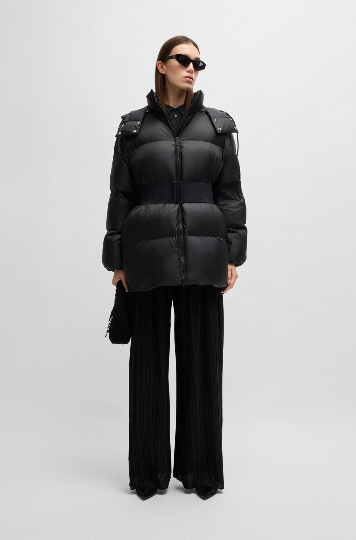DETACHABLE-HOOD PADDED JACKET WITH REMOVABLE LOGO BELT - 3