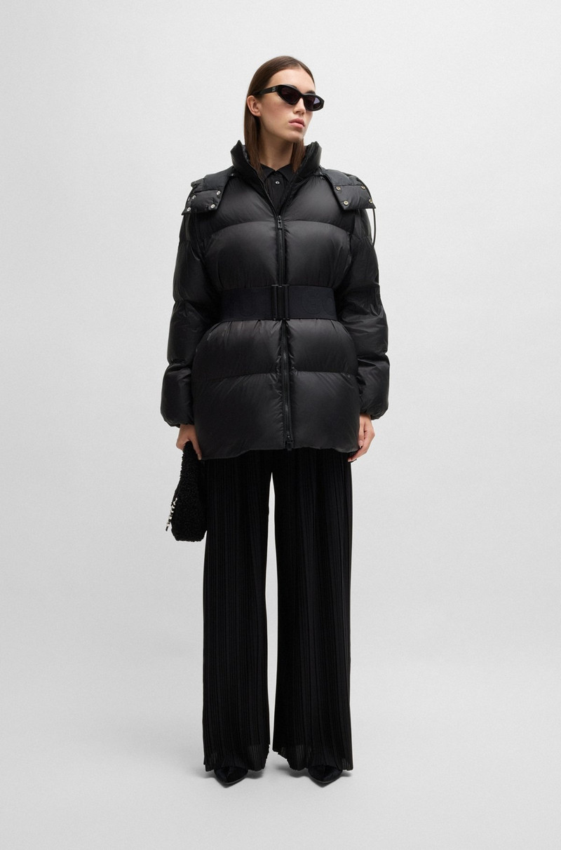 HUGO DETACHABLE-HOOD PADDED JACKET WITH REMOVABLE LOGO BELT outlook