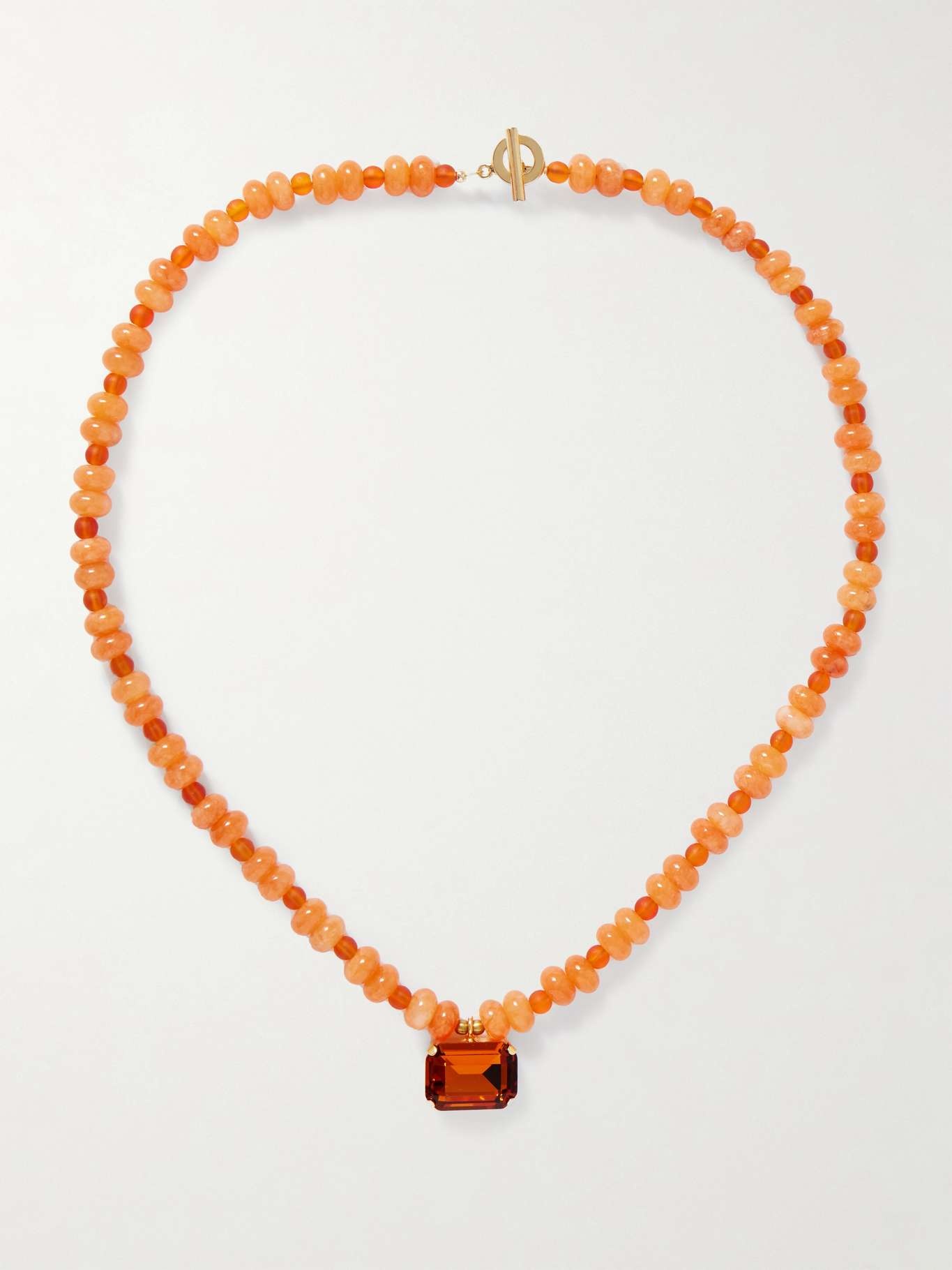 Salerno gold-plated, carnelian and crystal necklace Red - 1