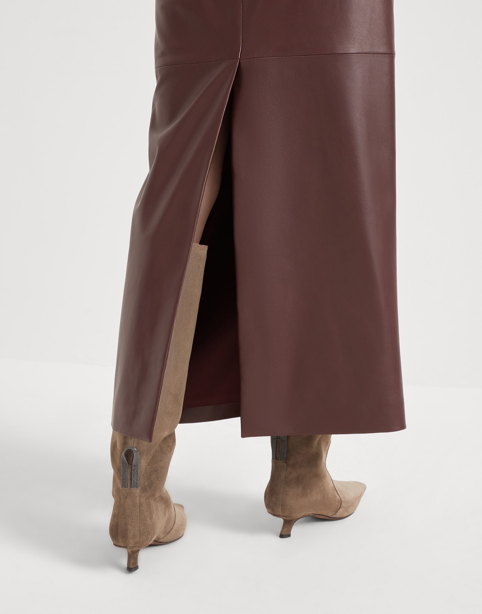 Soft nappa leather long column skirt - 3