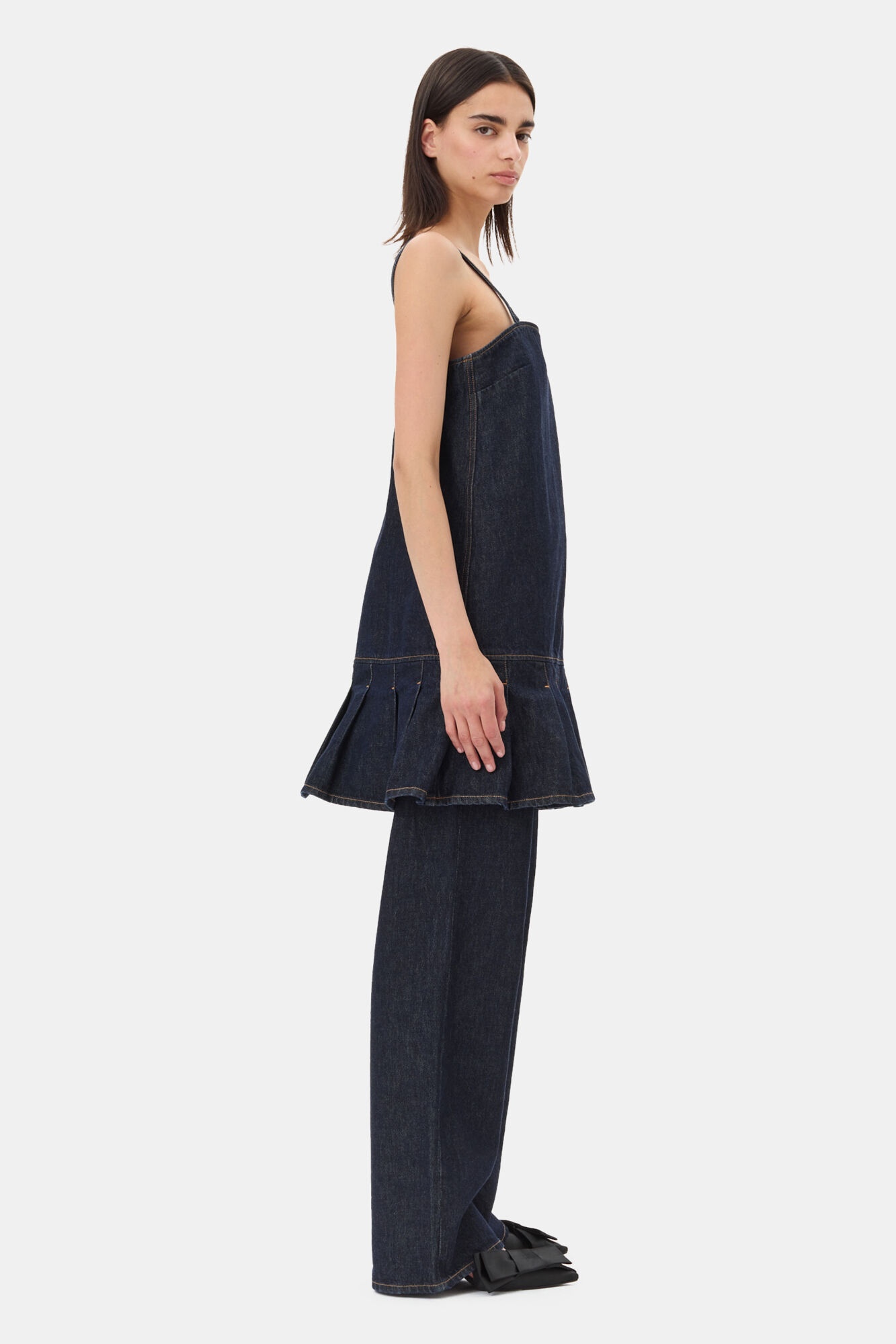 DENIM STRAP MINI DRESS - 4