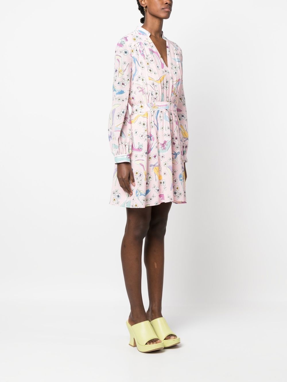 floral-print long-sleeved mini dress - 3