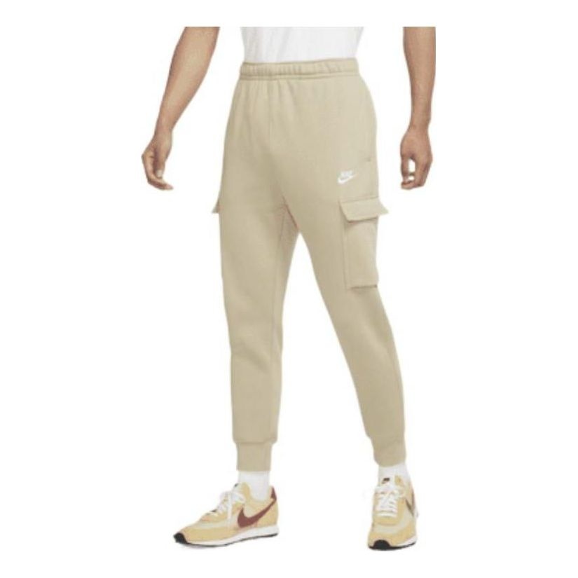 Nike Sportswear Club Fleece Cargo Stay Warm Bundle Feet Solid Color Sports Long Pants Creamy White C - 1