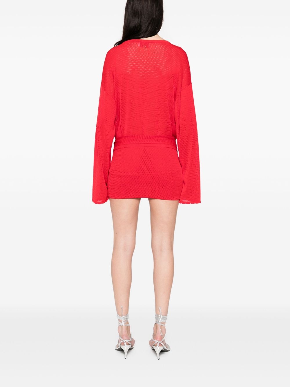 V-neck knotted mini dress - 4