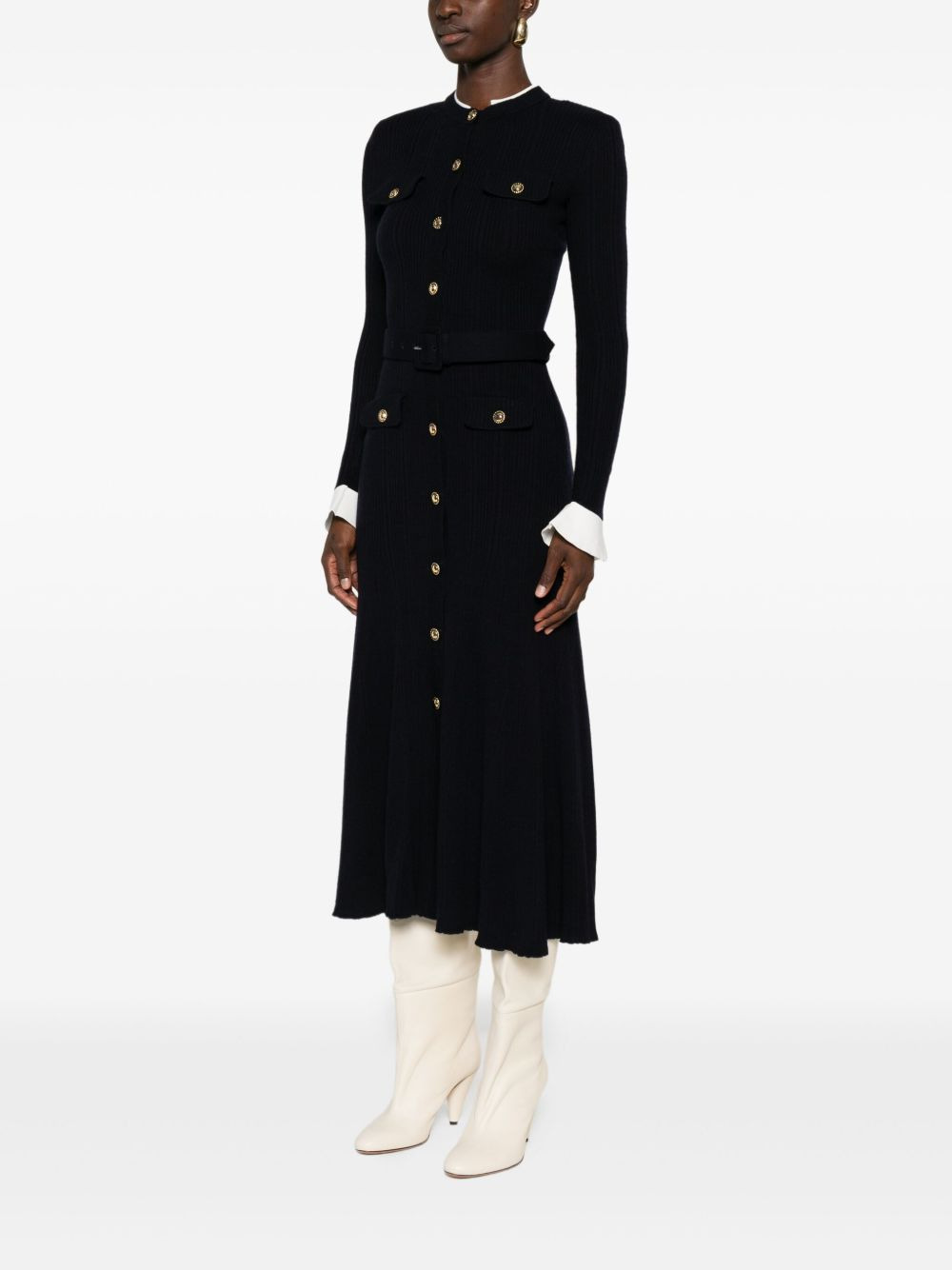 button-detailed ribbed-knit maxi dress - 3