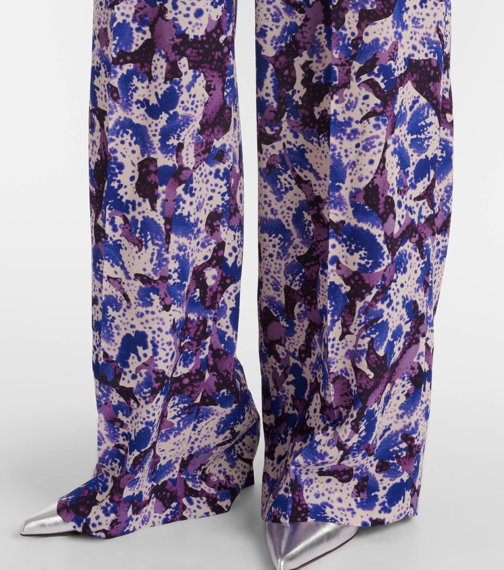 Printed mid-rise crêpe straight pants - 5