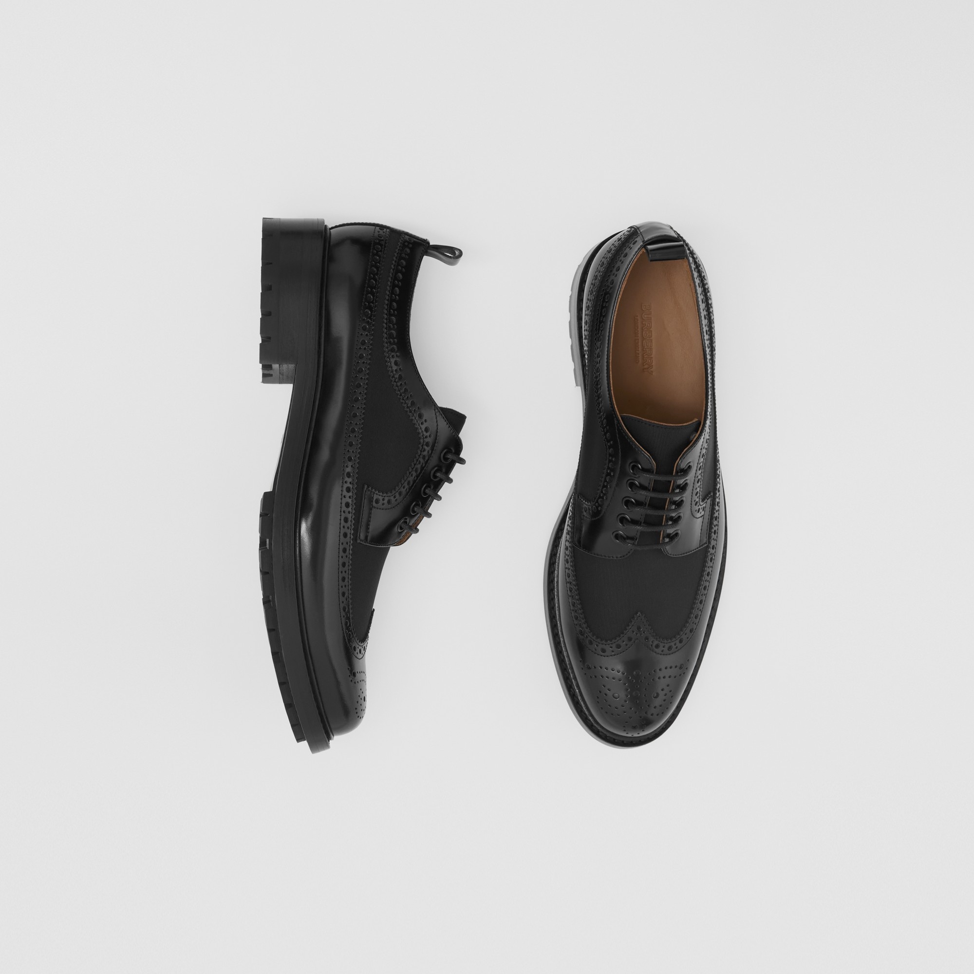 Grosgrain Panel Leather Derby Shoes - 6