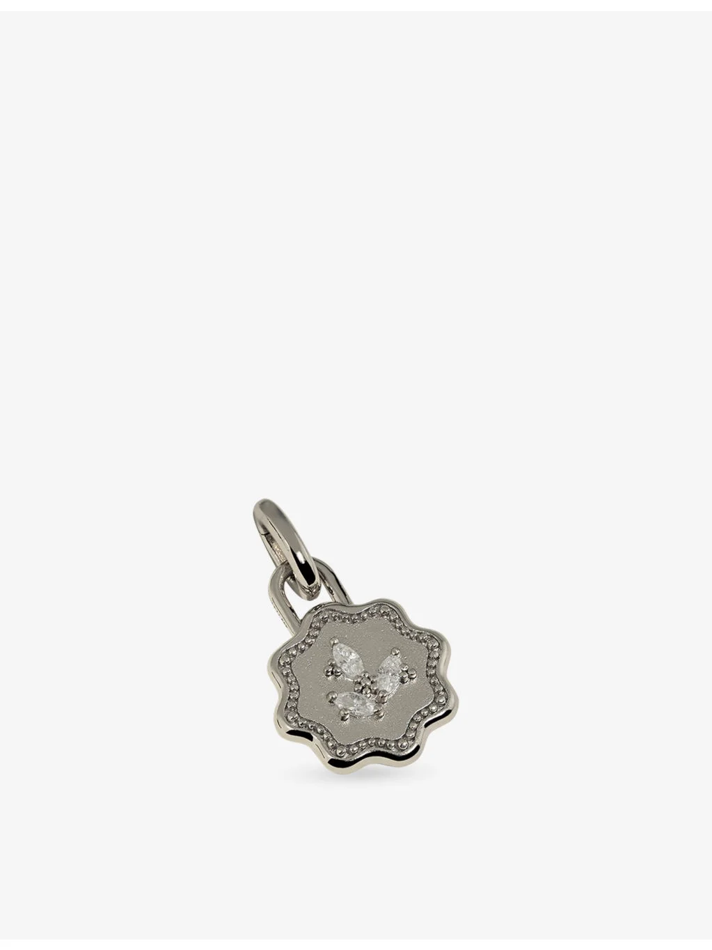 Pear Crystal Ripple Rhodium-Plated Sterling-Silver and Cubic Zirconia Coin Clip Charm - 1