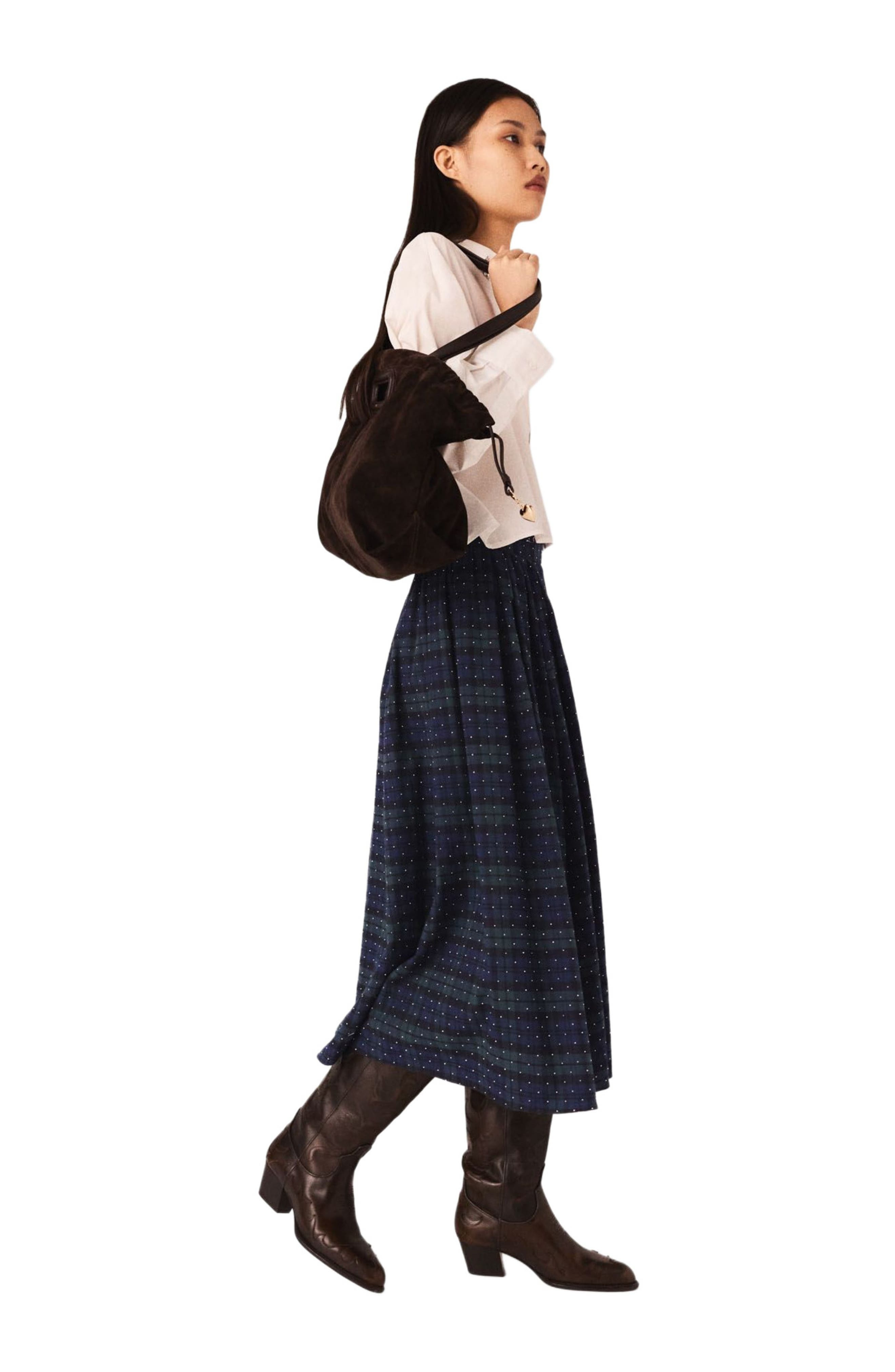 maje Check skirt with rhinestones in Blue /Green at Nordstrom - 2