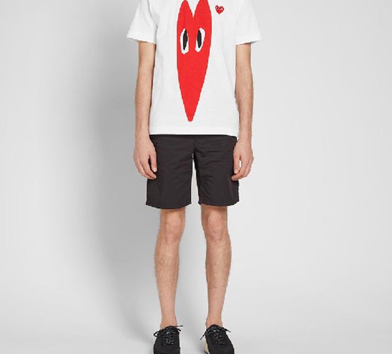 COMME des GARCONS PLAY Long Heart Printing Short Sleeve 'White Red' AZ-T224-051-1 - 4