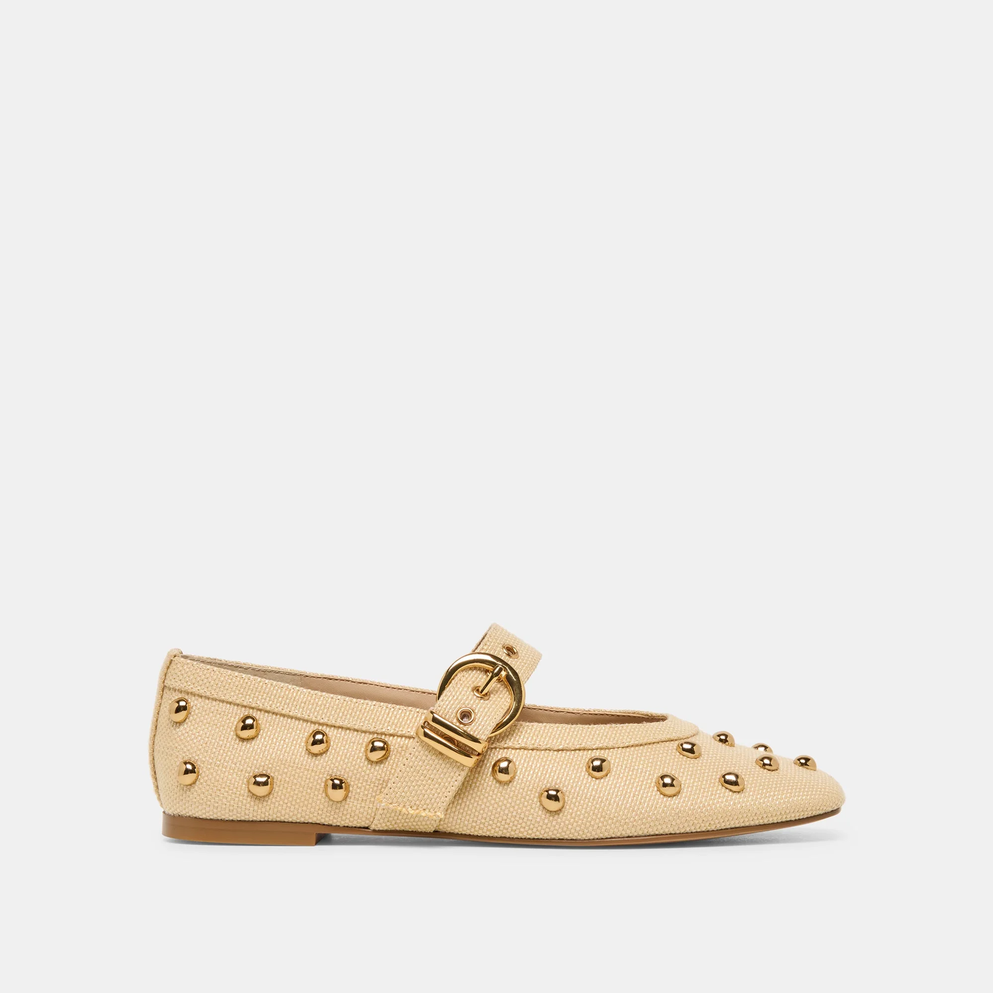 MIKEL STUD BALLET FLATS LT NATURAL RAFFIA - 1