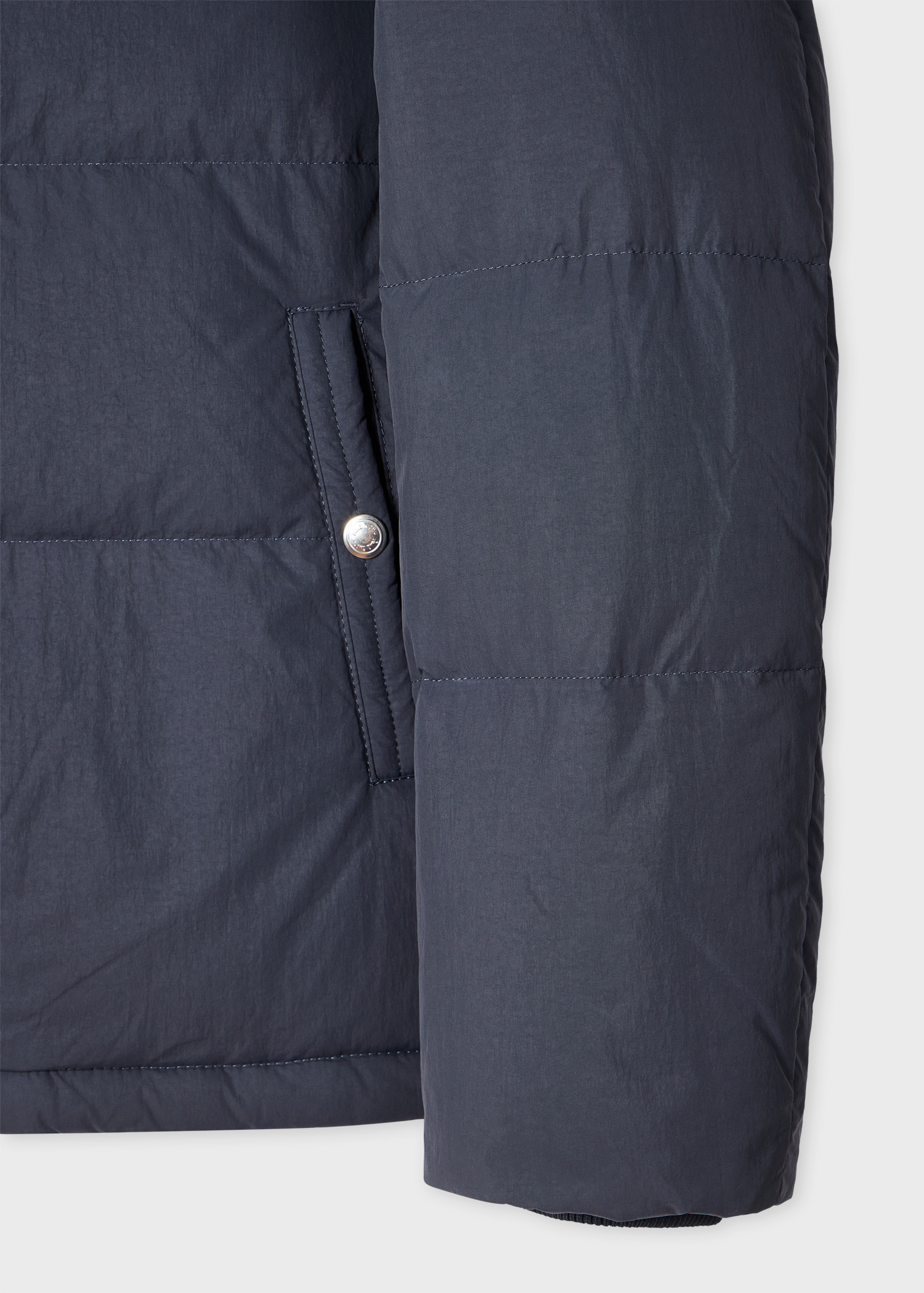 Navy Down Jacket with Detachable Hood - 3